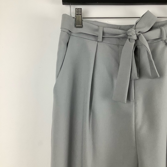 NWT ASOS High Rise Tie Waist Trouser Pants in Grey - Picture 3 of 5